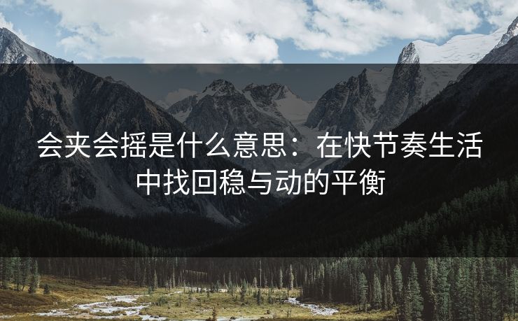 会夹会摇是什么意思：在快节奏生活中找回稳与动的平衡
