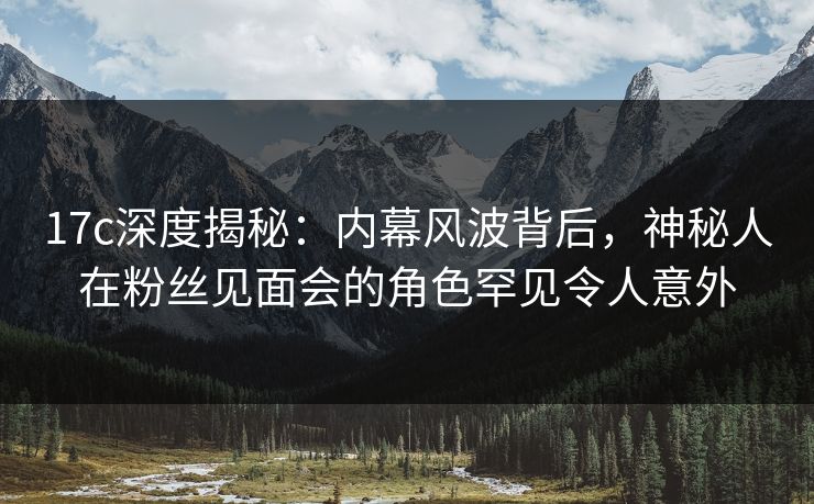 17c深度揭秘：内幕风波背后，神秘人在粉丝见面会的角色罕见令人意外  第1张