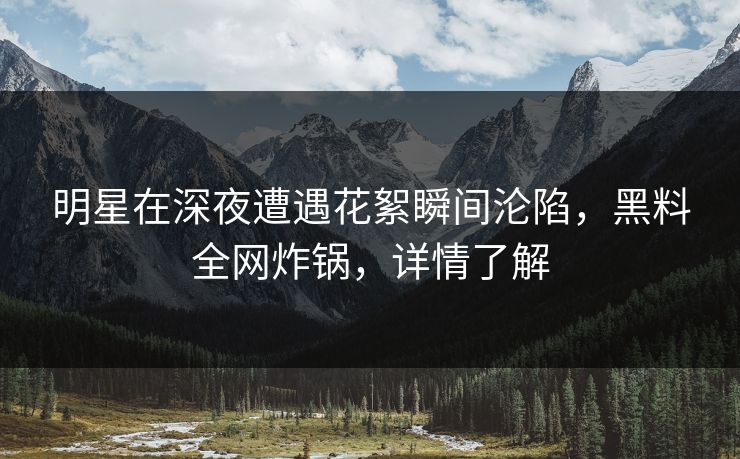 明星在深夜遭遇花絮瞬间沦陷，黑料全网炸锅，详情了解