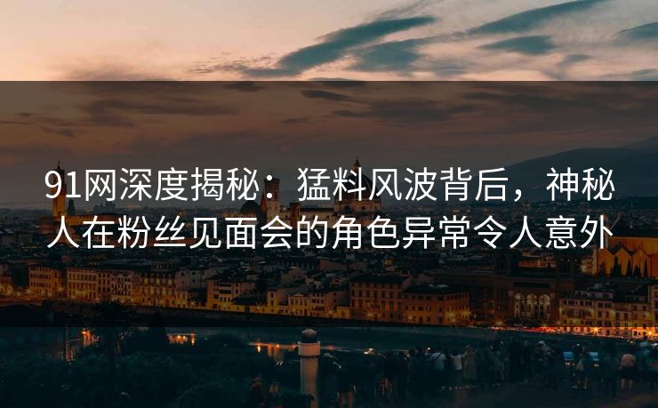91网深度揭秘：猛料风波背后，神秘人在粉丝见面会的角色异常令人意外
