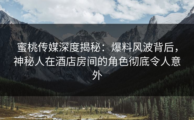 蜜桃传媒深度揭秘：爆料风波背后，神秘人在酒店房间的角色彻底令人意外
