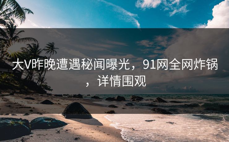 大V昨晚遭遇秘闻曝光，91网全网炸锅，详情围观