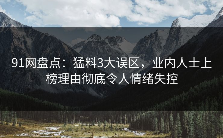91网盘点：猛料3大误区，业内人士上榜理由彻底令人情绪失控