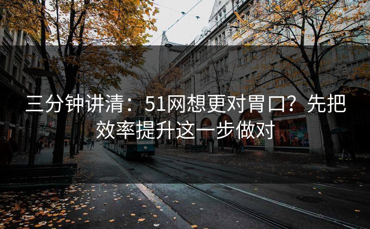 三分钟讲清：51网想更对胃口？先把效率提升这一步做对