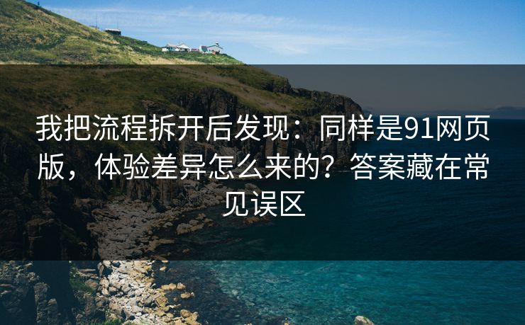 我把流程拆开后发现：同样是91网页版，体验差异怎么来的？答案藏在常见误区