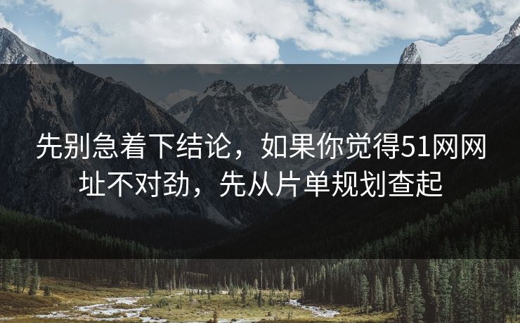 先别急着下结论,如果你觉得51网网址不对劲,先从片单规划查起
